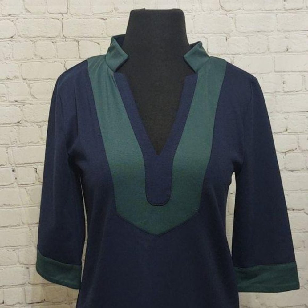 Vfish Navy Blue & Hunter Green 3/4 Dress - Picture 4 of 7